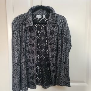 Chico's Black/Gray Sequin Cardigan.